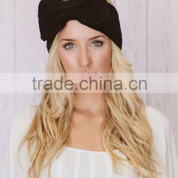 Fashion Cute Bowknot Flower Plain Knitting Lady Women Headband