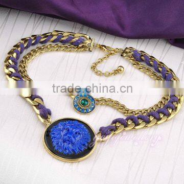 Chunky design gold double chain essential oil pendant necklace