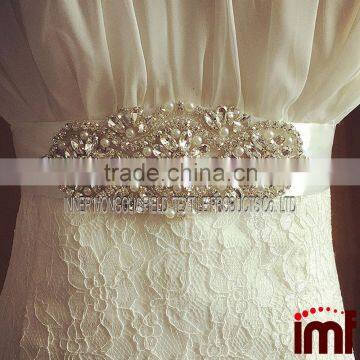 Luxury Glass Rhinestones applique Ribbon Wedding Belt Sash for bride Handmade