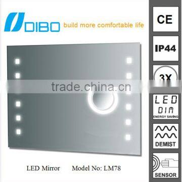 IP44 CE Frameless Bathroom LED Mirror with 3x Magnifier