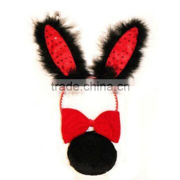 FANCY DRESS BUNNY GIRL SET KIT BLACK RED BUNNY GIRL THEME ACCESSORIES HEN PARTYH048
