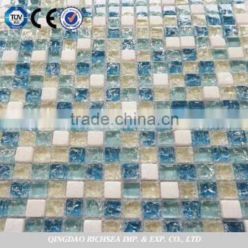 popular ice crakle glass mosaic tiles mixed with stone                        
                                                                                Supplier's Choice