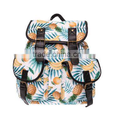 Vintage Canvas Rucksacks 3d printed palm tropical fruits Cute School Satchel Rucksack Backpack Campus Bag