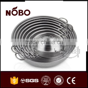 Double Handle Stainless Steel Round Strainer