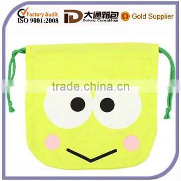 Animal Face Cute Wholesale Cotton Fabric Drawstring Bag For Kids