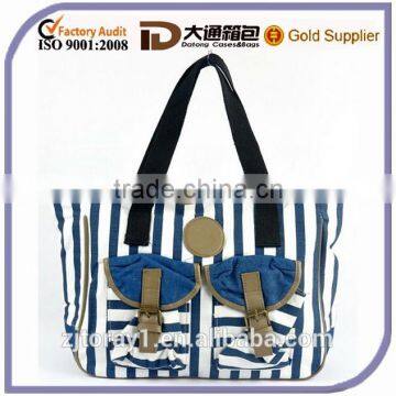 Cotton Stripe Style Canvas Beach Tote Gym Wholesale Handbag Tote Bag