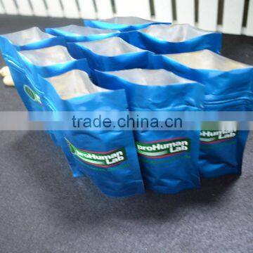 Zipper Top Blue Color Laminated Oxygen and Light against proHumanLab foil packaging bag