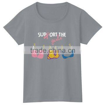 OEM Service Custom Tshirt 100% Cotton Casual Fashion Black t Shirt for Women Girls