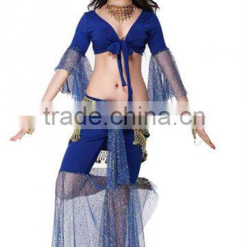 Glittering belly dance practice costume/wear for belly dancers , with hip scarf (QC2068)