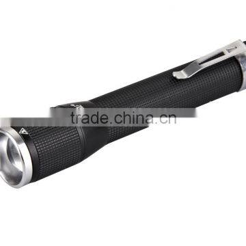 aluminum LED mini flashlight and zoom function pen clip flashlight