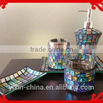 Mosaic Bathroom Accessory Set With Shinning Piece Designs