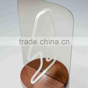 2016 newest design intersting shape glass wood base table lamp