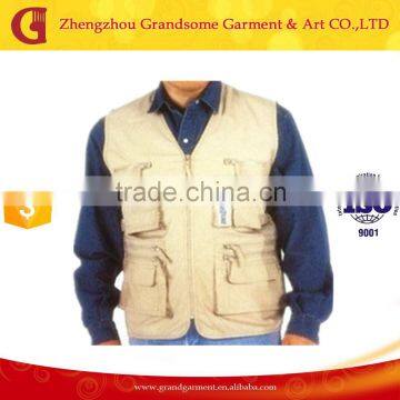 Khaki Multi Pocket Oil Resistant Working Tool Vest for Men