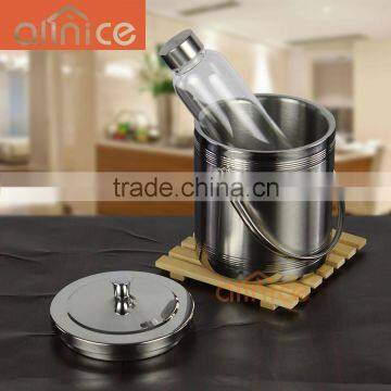 Top selling portable moving ice bucket/mental stainless steel ice cooler with rack&lid/ wine cooler pail