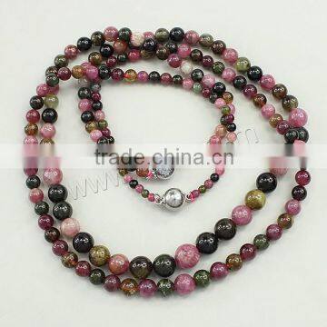 Zinc Alloy Screw Clasp Tourmaline Necklace