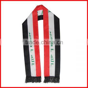 durable football scarf,advertising scarf,130*14cm Iraq soccer scarf