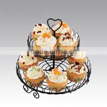 YG1124-2 Iron 2 layer Cupcake Cake Holder Stand for 12cups, black powder coating