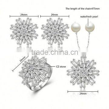 Jewelry Set 2016 Women Snowflake Heavy Pearl Necklace Set photo-6
