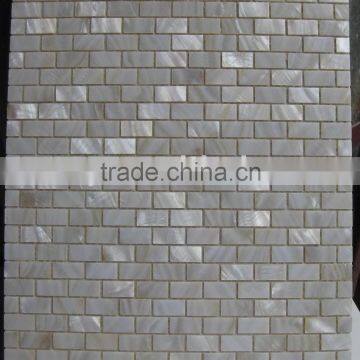 Bleach white seamed brick shell mosaic tile river mother of pearl