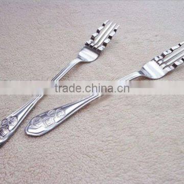 European style stainless steel pasta fork with a twist