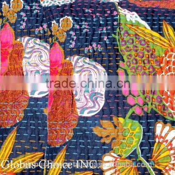 Indian Ethnic Quilt Kantha Floral Handmade Cushion Cover photo-3