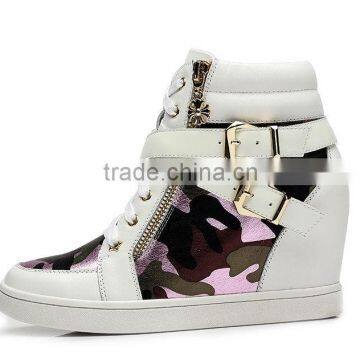 OW85 pupular flat bootie casual shoes camouflage color,insert heel shoes