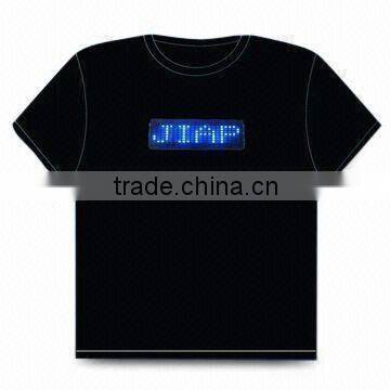 2015 high quality fashion scrolling led t shirt with logo made in guangzhou