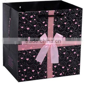 Custom Paper Shopping Bag,Shopping Paper Bag,Gift Paper Bag with ribbon handle