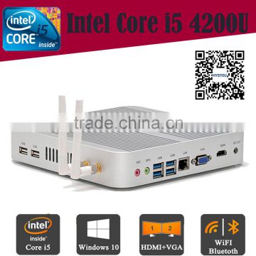 Fanless Low Cost Mini Computer 12v Low Power with i5 4200U processor 8G RAM 256G SSD Gigabit Lan