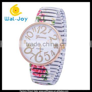 WJ-5201 special colorful print flower alloy strap fashion Geneva top brand ladies wrist watch