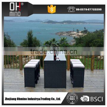 High outdoor furniture rattan bar table and bar stool