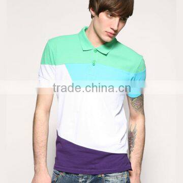 Custom slim fit patchwork mens polo shirt
