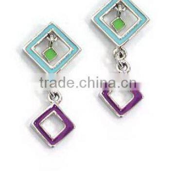 Fashion metal big and small diamond with colorful crystal and enamel drop earrings , Customized Colors or LOGO and OEM design ac