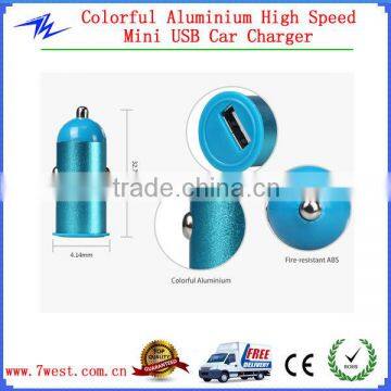 Aluminium alloy mini USB car charger for mobile phone - 1000mAh