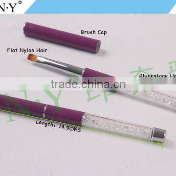 ANY Nail Art Crystal Extension Nails Building Rhinestone Handle Flat Nail Brush Gel Art