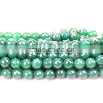 12mm faceted green agate beads in loose strands for jewelry making