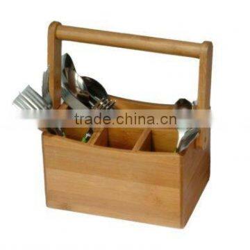 Bamboo utensil caddy with handle