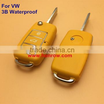 New arrival VW Volkswagen yellow color waterproof 3 button remote flip car key shell