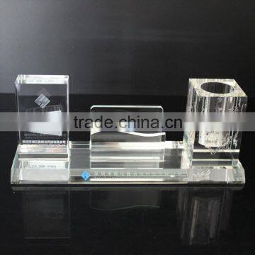 High Quality Crystal Office Set With Card & Pen Container