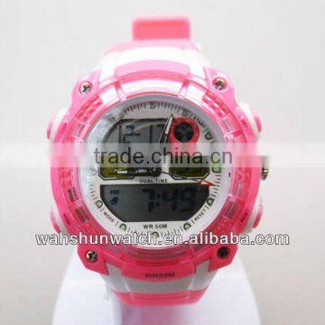 factory custom pink color plastic strap chronograph japan movement fashion digital stop watch for ladies