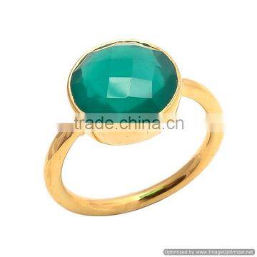 The Gopali Jewellers Green Onyx Designer Rings-Vermeil Gold