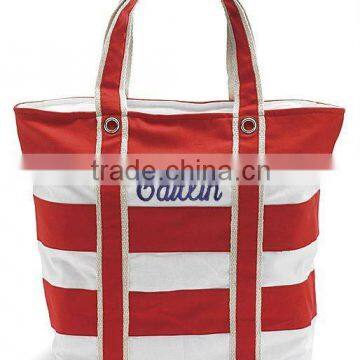 Striped Canvas Beach Bag