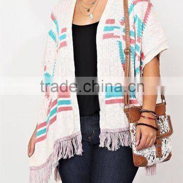 2015 summer plus size, Knit color striped cardigan and kimono for fat women - SYK15389