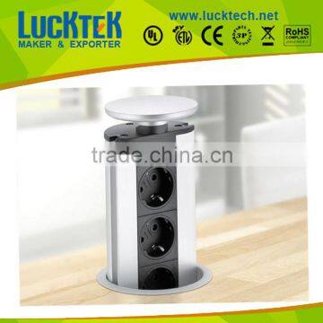 EU desktop pop up kitchen power socket outlet with USB,silver black color