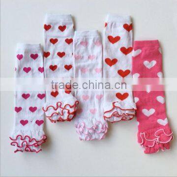 JPANT150403 New heart print cotton leg warmers tights toddler baby socks children ruffle