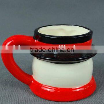 Creative Hot-selling Lovely Cartoon Christmas Snowman Model of Red and Black Ice Cream Ceramic Mug With Handle photo-3