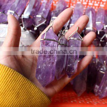 Natural Polished Amethyst Quartz Crystal Pendents photo-4