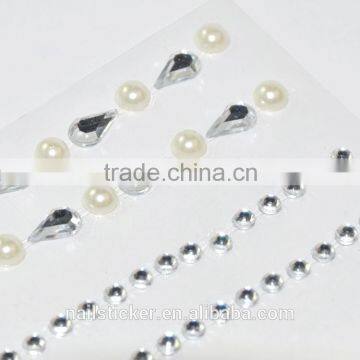 Custom Rhinestone Sticker Sheet Colorful Crystal Pearl Bling Sticker Self-adhesive Acrylic Sticker for Car Gift Decoration photo-2