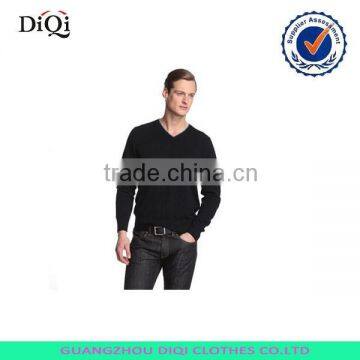 men wholesale plain black sweaters,v neck men sweater,black man sweater