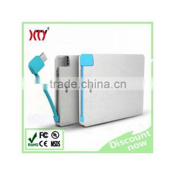 Super Slim Power Bank 71g Lithium Polymer Battery Credit Card With Built-in Cable Charger